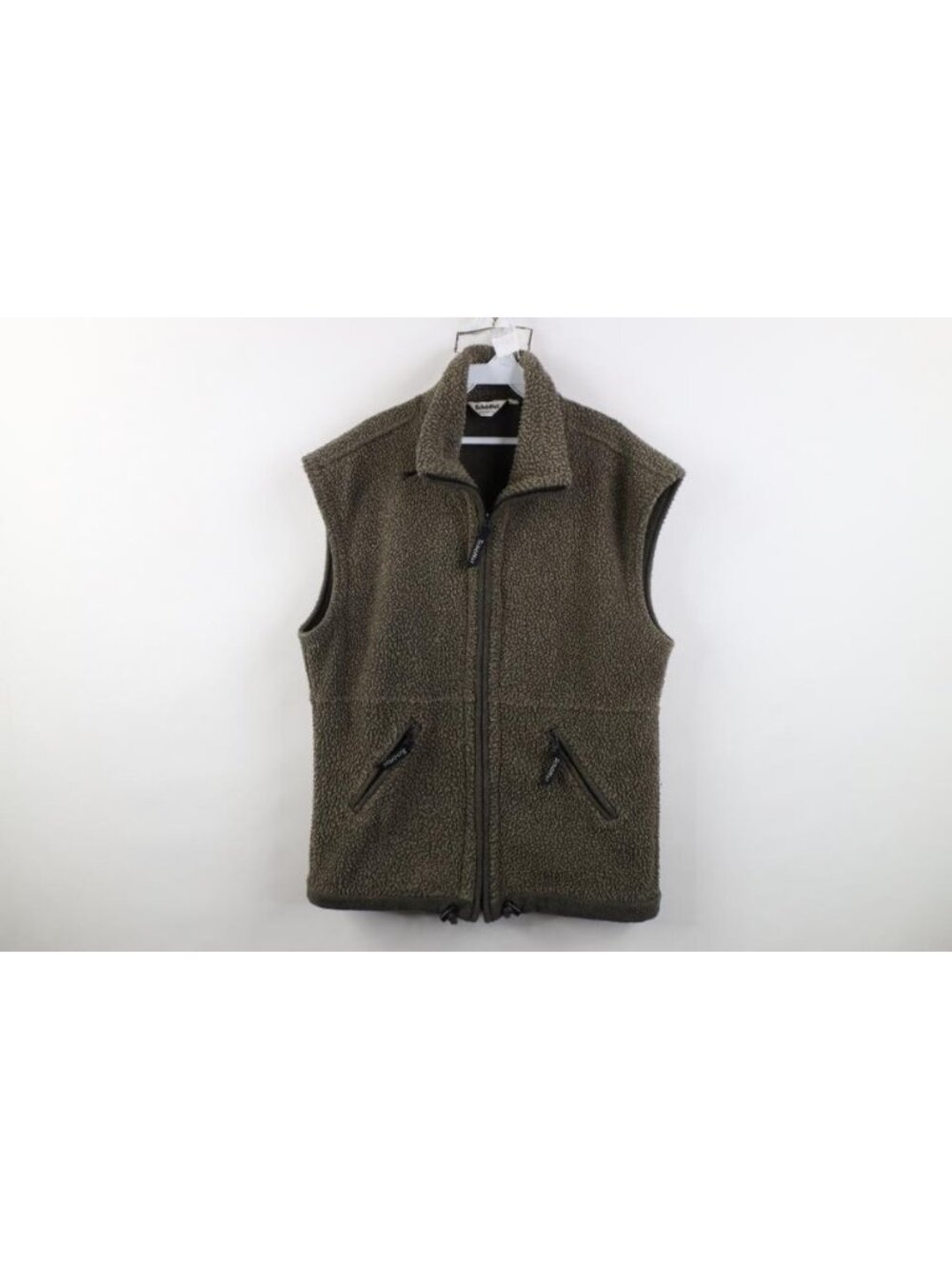 Vintage 90s Deep Pile Fleece Full Zip Vest Jacket Mens Size S Gray Faded USA